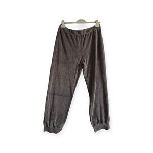 Suzie Kondi The Tinos Slim Track Pants in Velour, Steel, Size  L, New with Tag